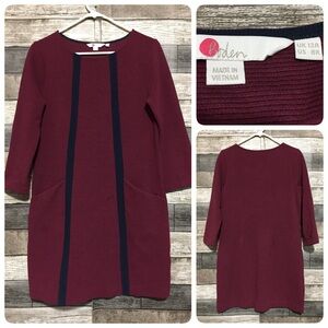 Boden Burgundy and Navy Dress